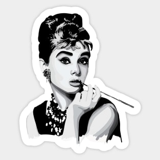 Hepburn black and white Sticker